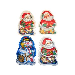 Lot of 4 Vintage Plastic Nesting Sectional Christmas Trays Dishes 13"X9.5"X1.25"